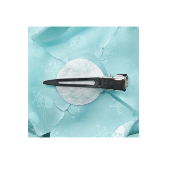 Turquoise and White Skull Rose Hair Clip - Picture 3 of 3